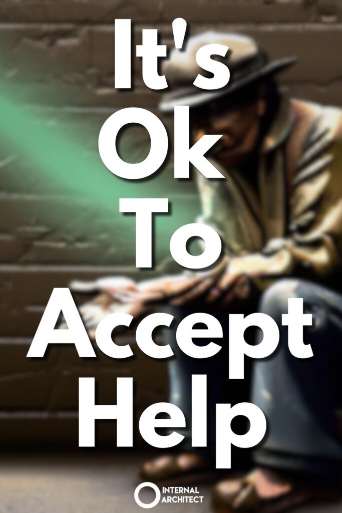 An impressionistic digital oil painting with the text Its Ok To Accept Help