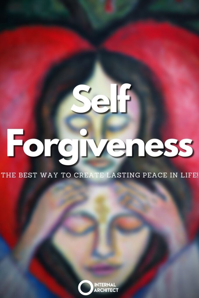 An impressionistic oil painting with the text Self Forgiveness
