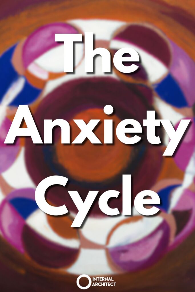 An abstract digital painting of A Vicious Circle with the text The Anxiety Cycle