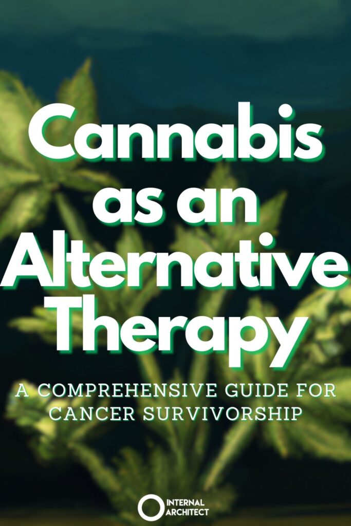 A van gogh digital painting of "cannabis" with the text Cannabis as an Alternative Therapy: A Comprehensive Guide for Cancer Survivorship