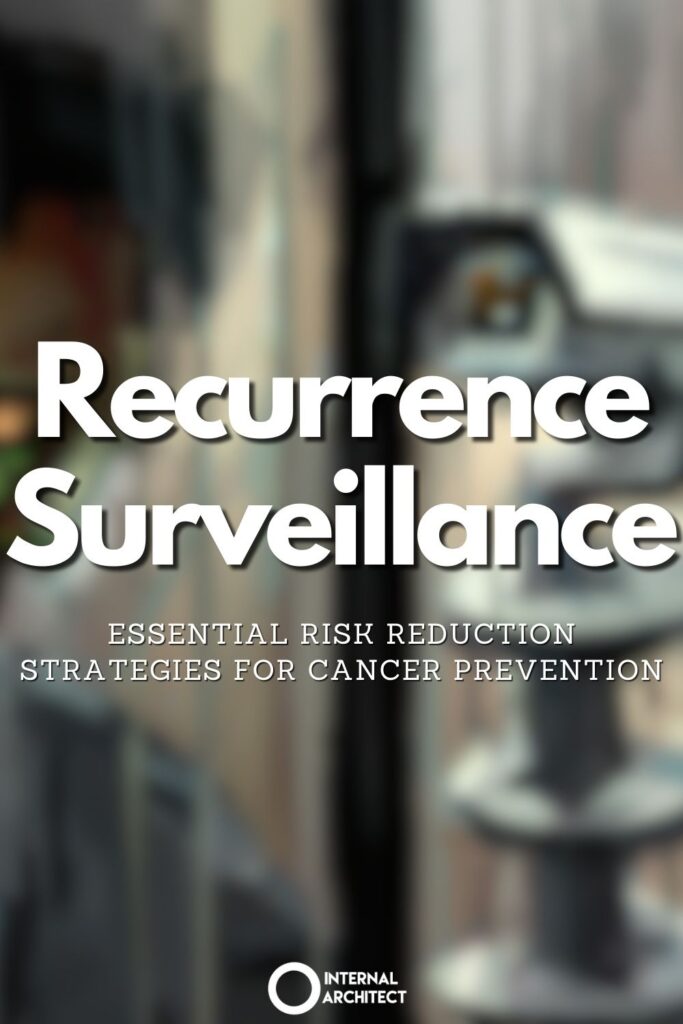 An impressionistic digital painting of "Surveillance" with the text Recurrence Surveillance: Essential Risk Reduction Strategies for Cancer Prevention