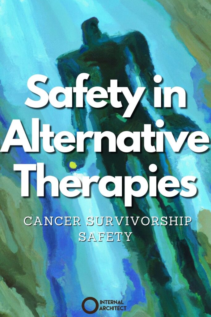 A van gogh digital painting of "Safety" with the text Safety in Alternative Therapies: Cancer Survivorship Safety