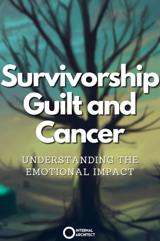 A van gogh digital painting of "survivor" with the text Survivorship Guilt and Cancer: Understanding the Emotional Impact