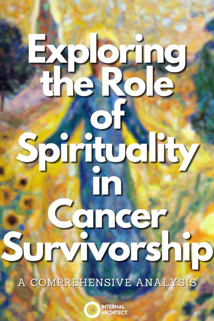 A painting named "Spirituality" in the style of Van Gogh with the text Exploring the Role of Spirituality in Cancer Survivorship: A Comprehensive Analysis