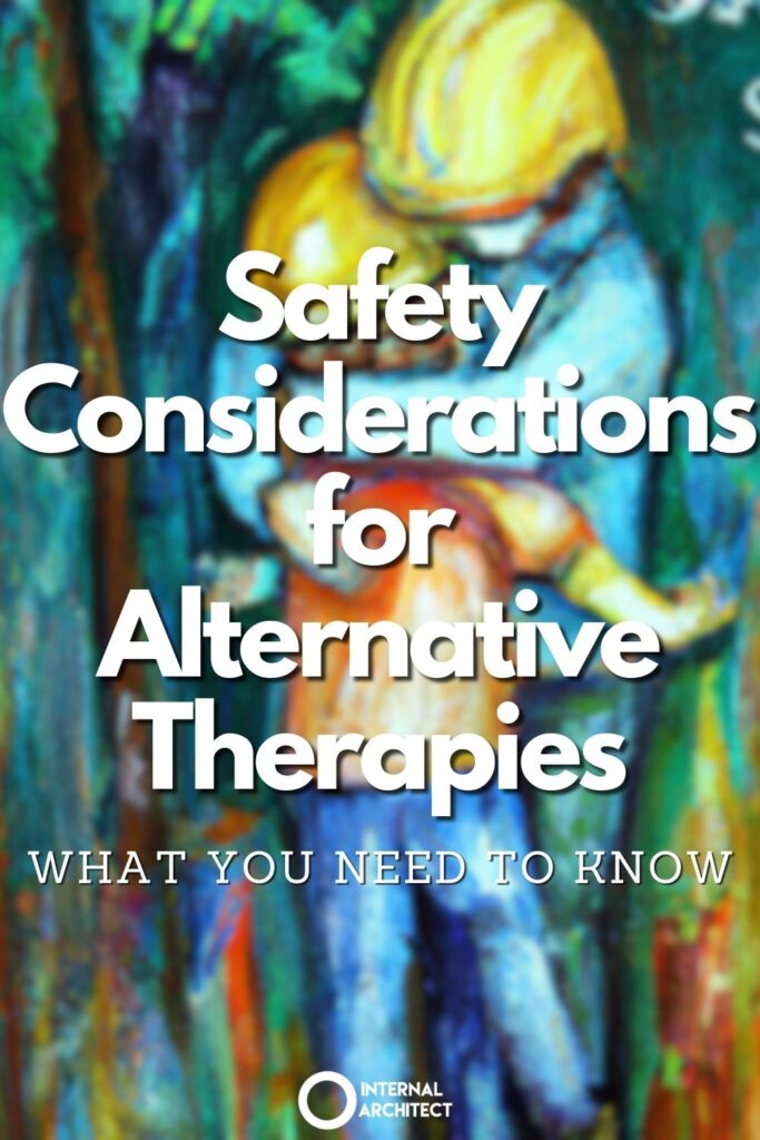 A painting named "Safety" in the style of Van Gogh with the text Safety Considerations for Alternative Therapies: What You Need to Know