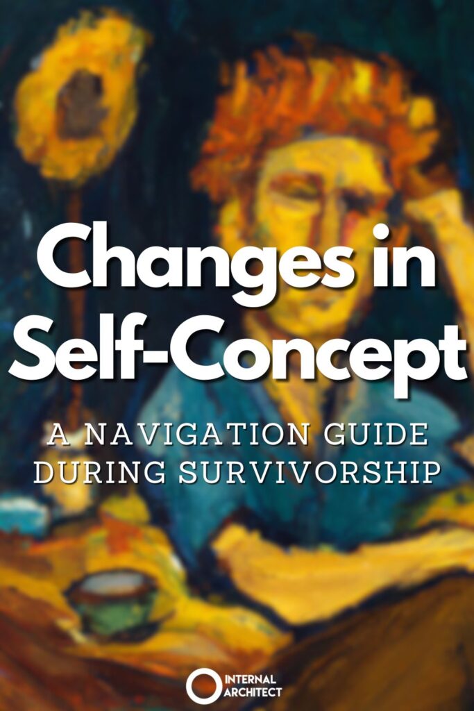 A painting named "Self-Concept" in the style of Van Gogh with the text Changes in Self-Concept: A Navigation Guide During Survivorship