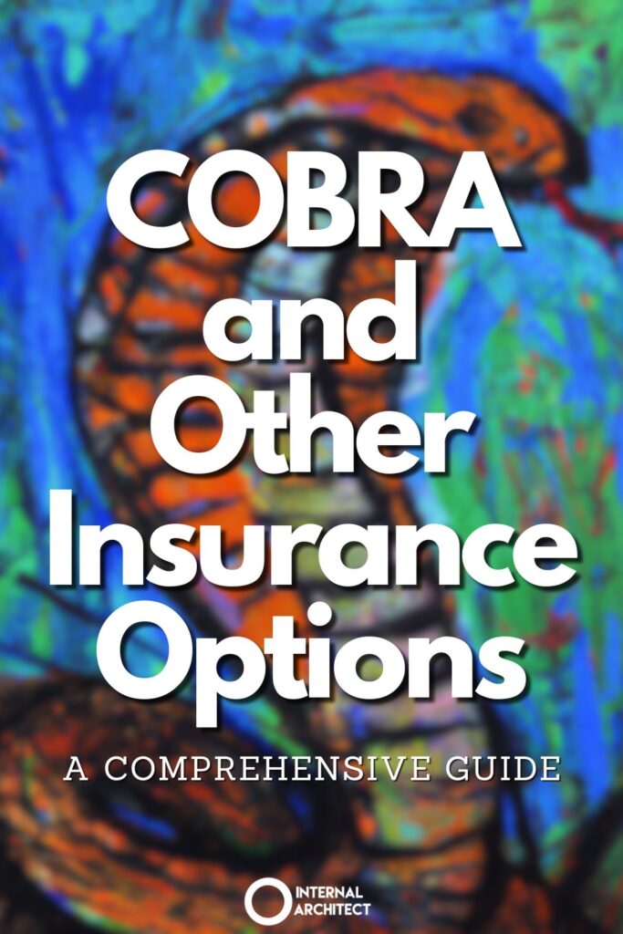A painting named "COBRA" in the style of conceptual art with the text COBRA and Other Insurance Options: A Comprehensive Guide