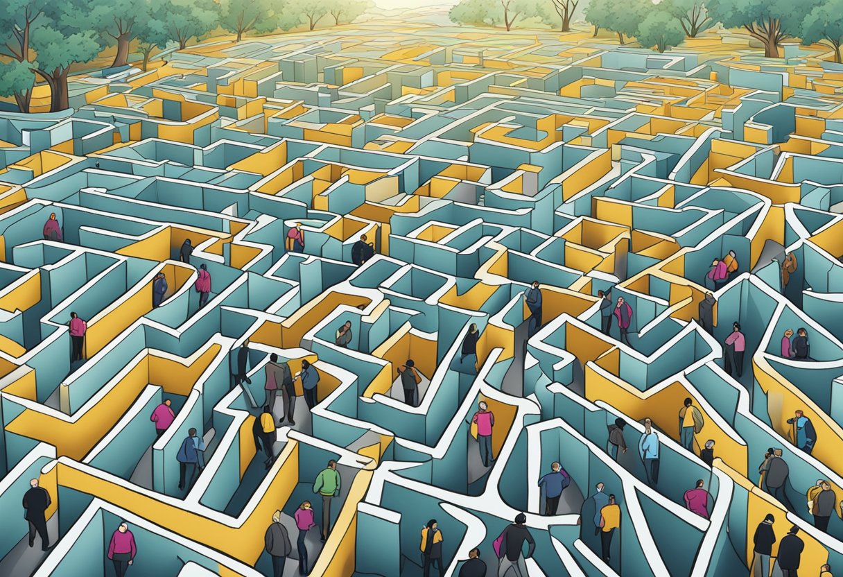A digital illustration where the whole world is a maze.