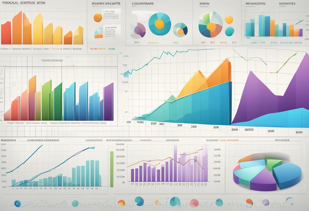 A digital illustration of colorful charts and graphs