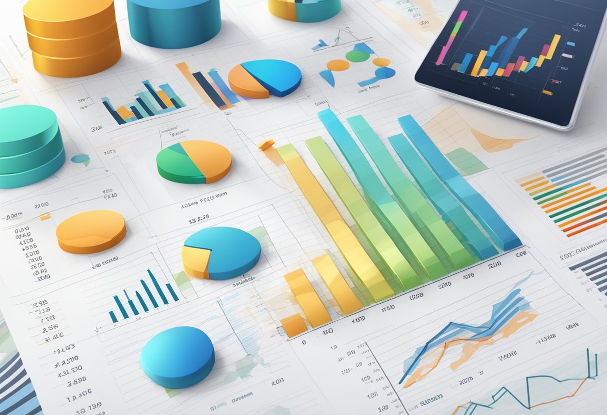 A digital illustration of colorfull charts and graphs