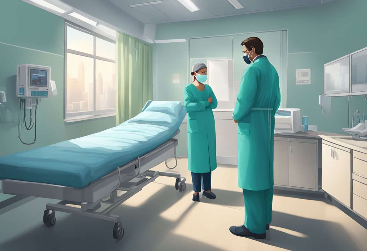 A digital illustration of two doctors in a hospital room