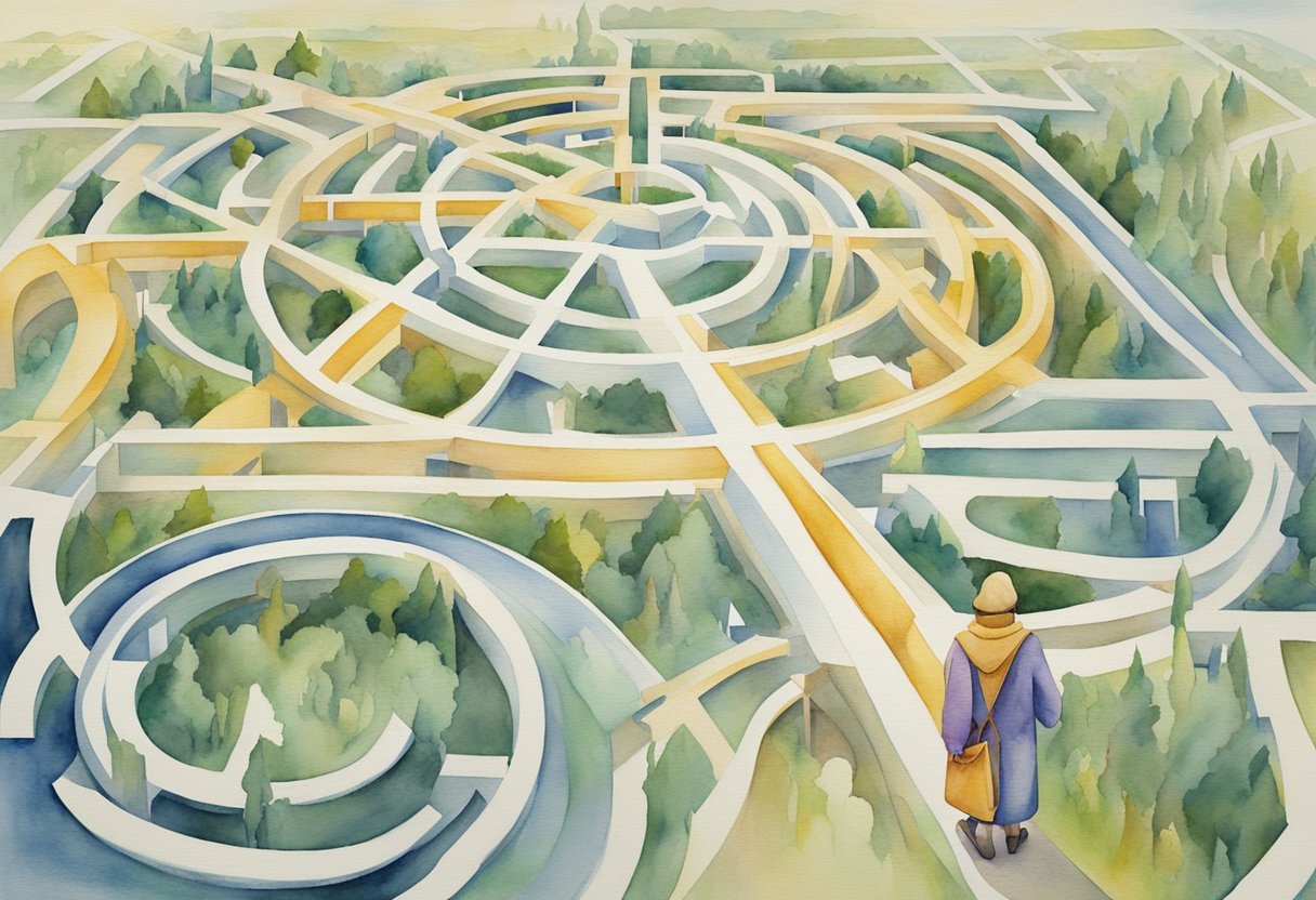 A digital watercolor of a person embarking on a journey