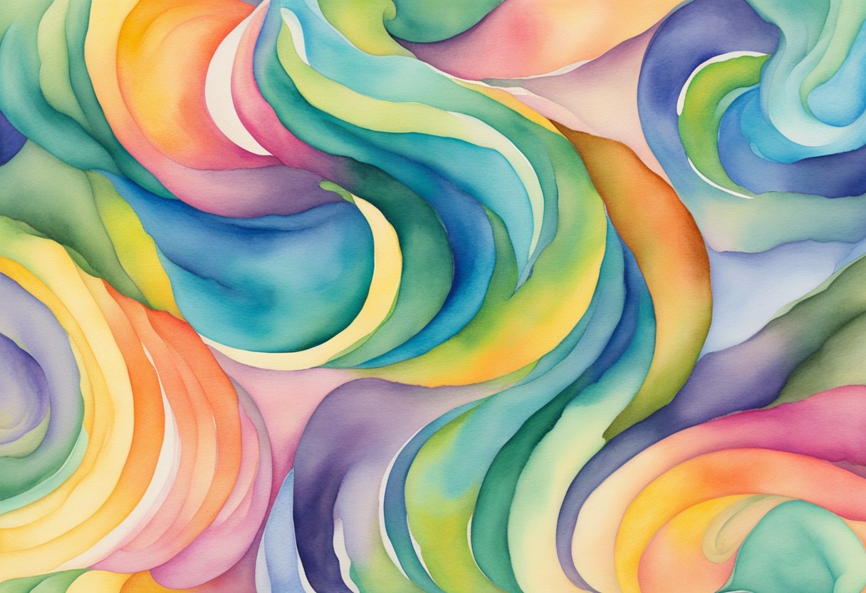 A digital watercolor of colored swirls