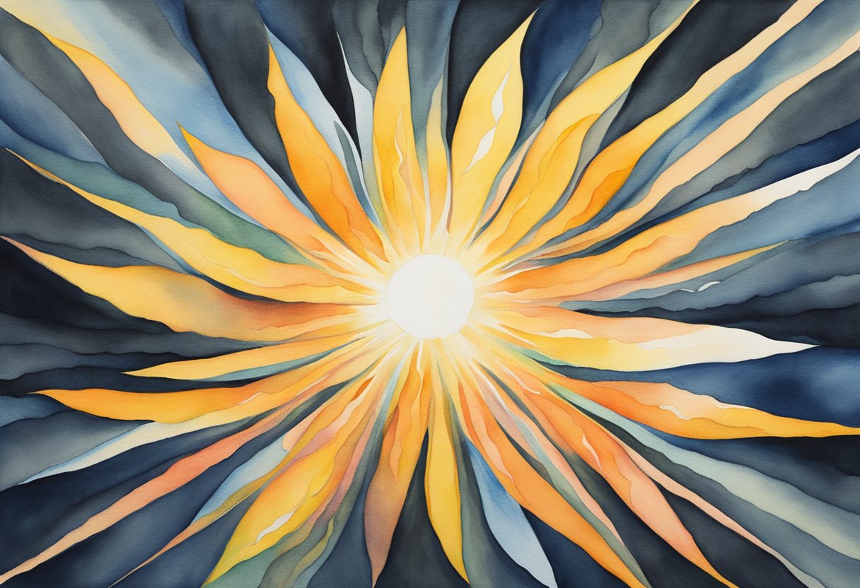 A digital watercolor of a radiating sun