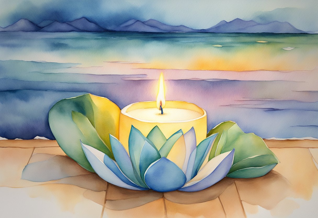A digital watercolor of a candle