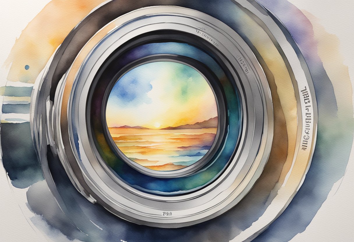 A digital watercolor of a sunset through the lense