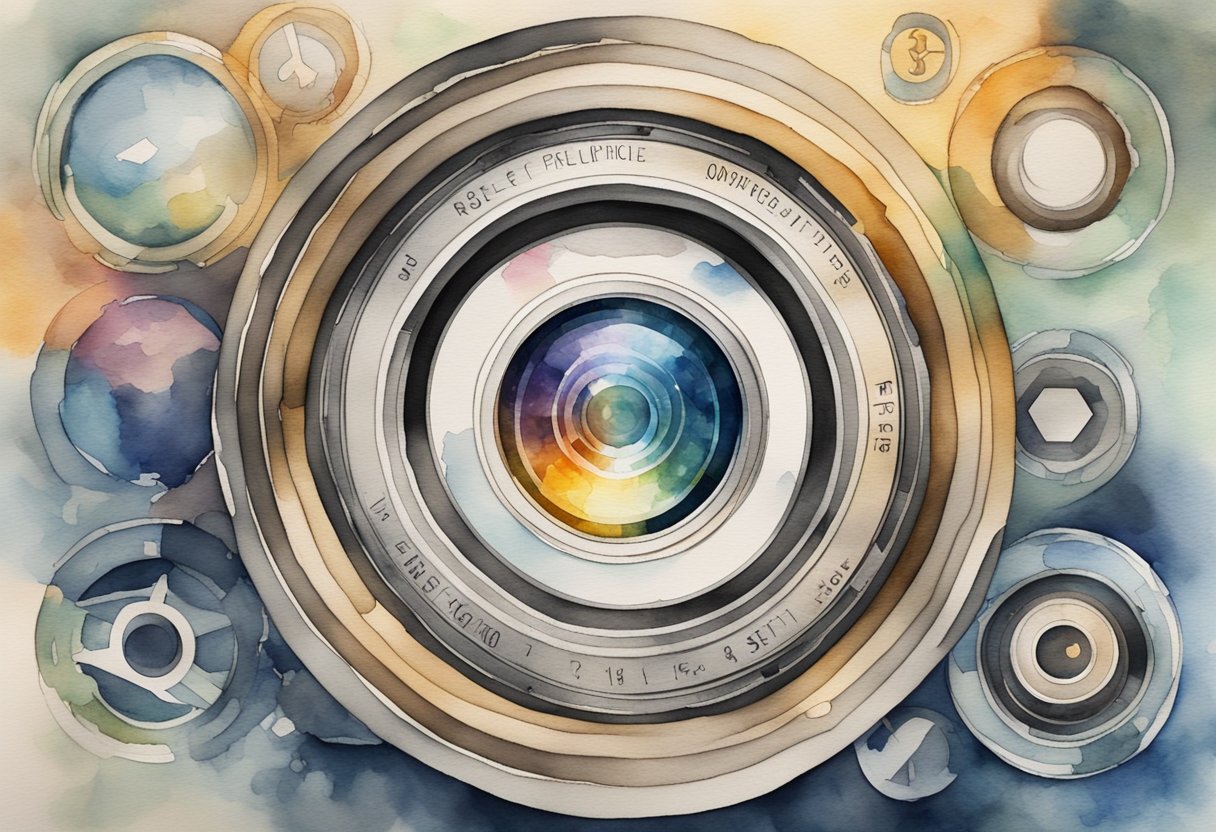 A digital watercolor of a camera lense