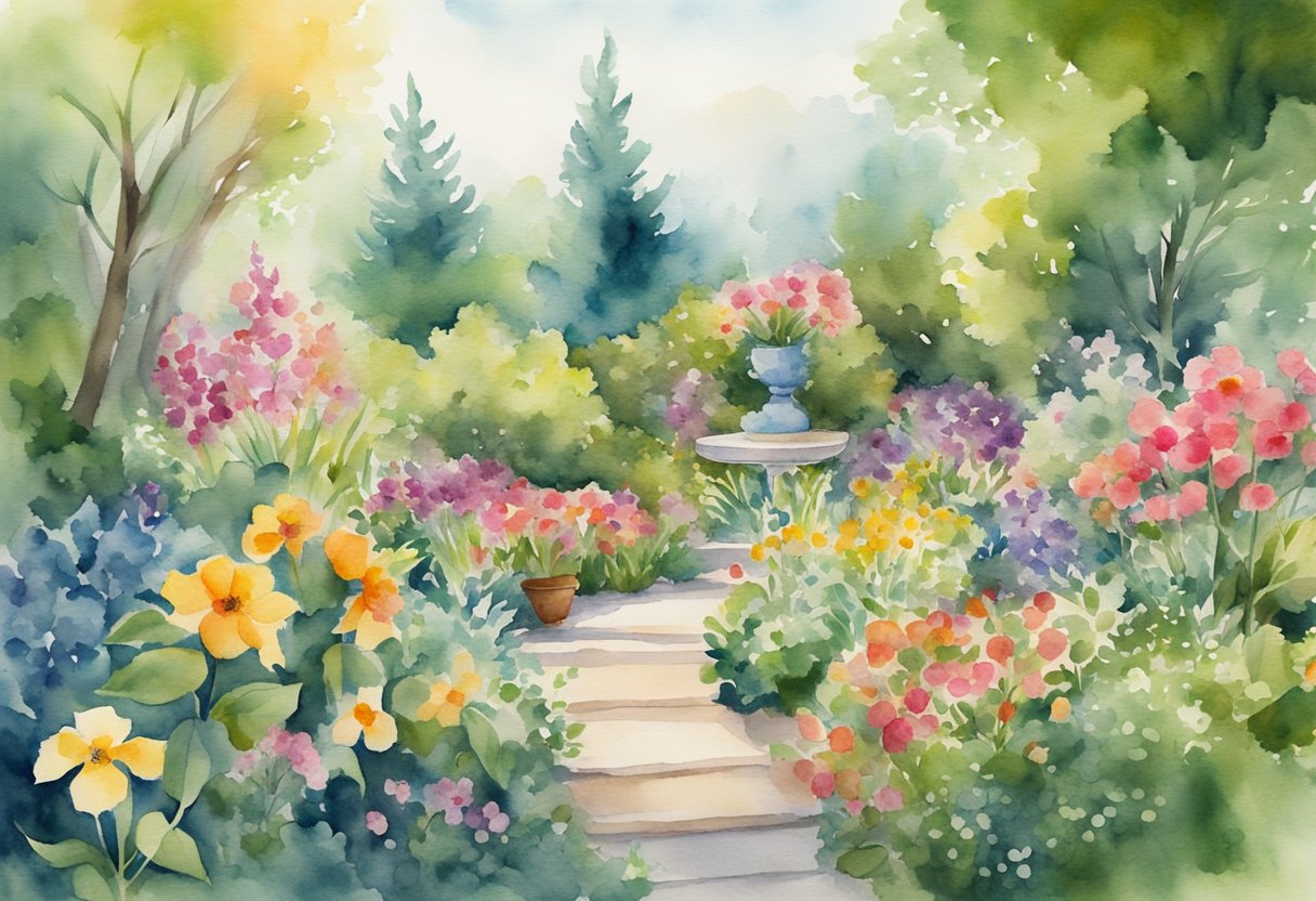 A lush garden with vibrant flowers and healthy plants, symbolizing growth and thriving after overcoming challenges