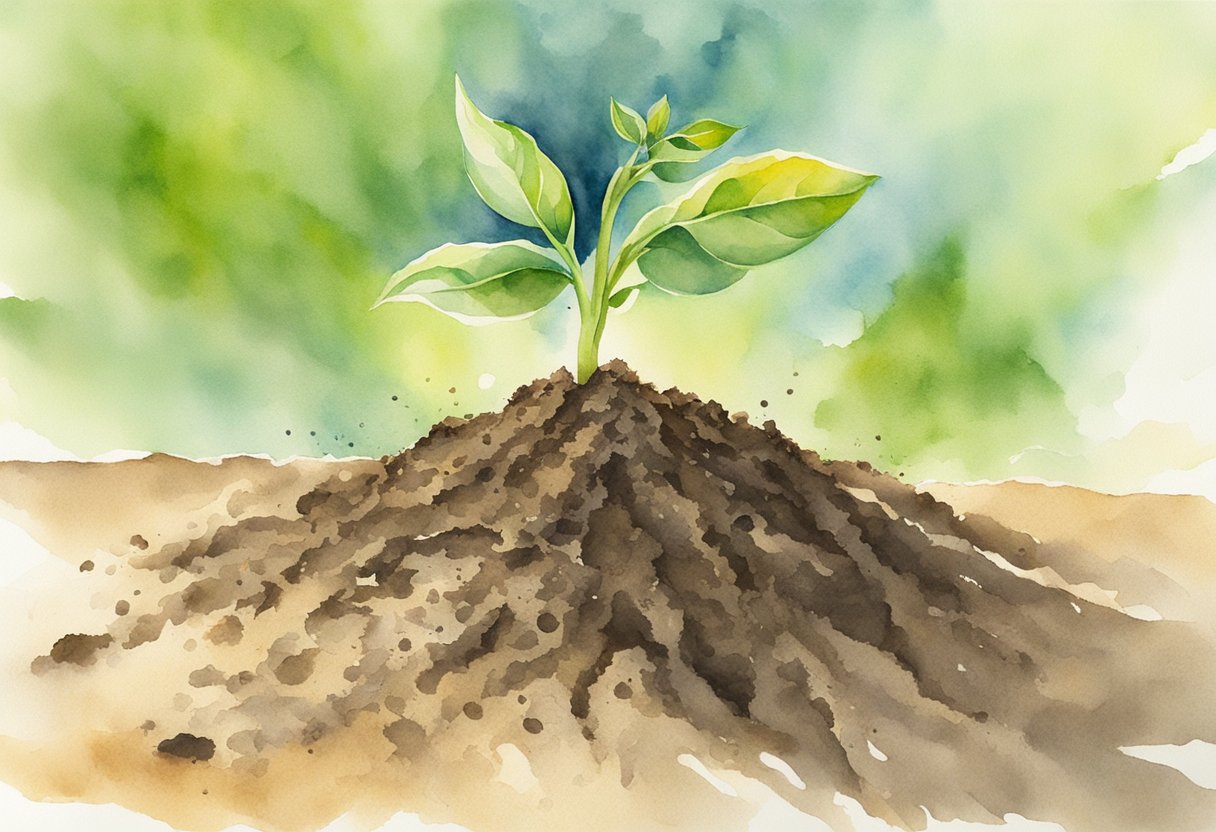 A seedling breaking through the soil, reaching towards the sunlight, symbolizing personal transformation and growth from surviving to thriving