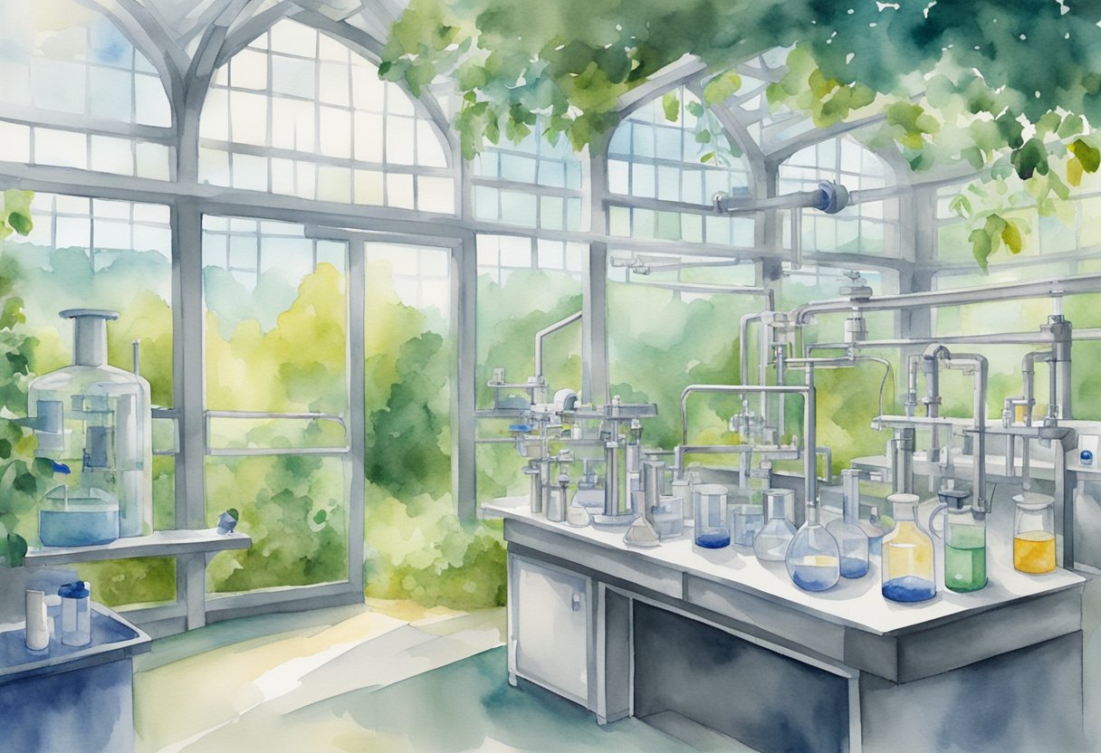A digital watercolor of a bio-medical lab