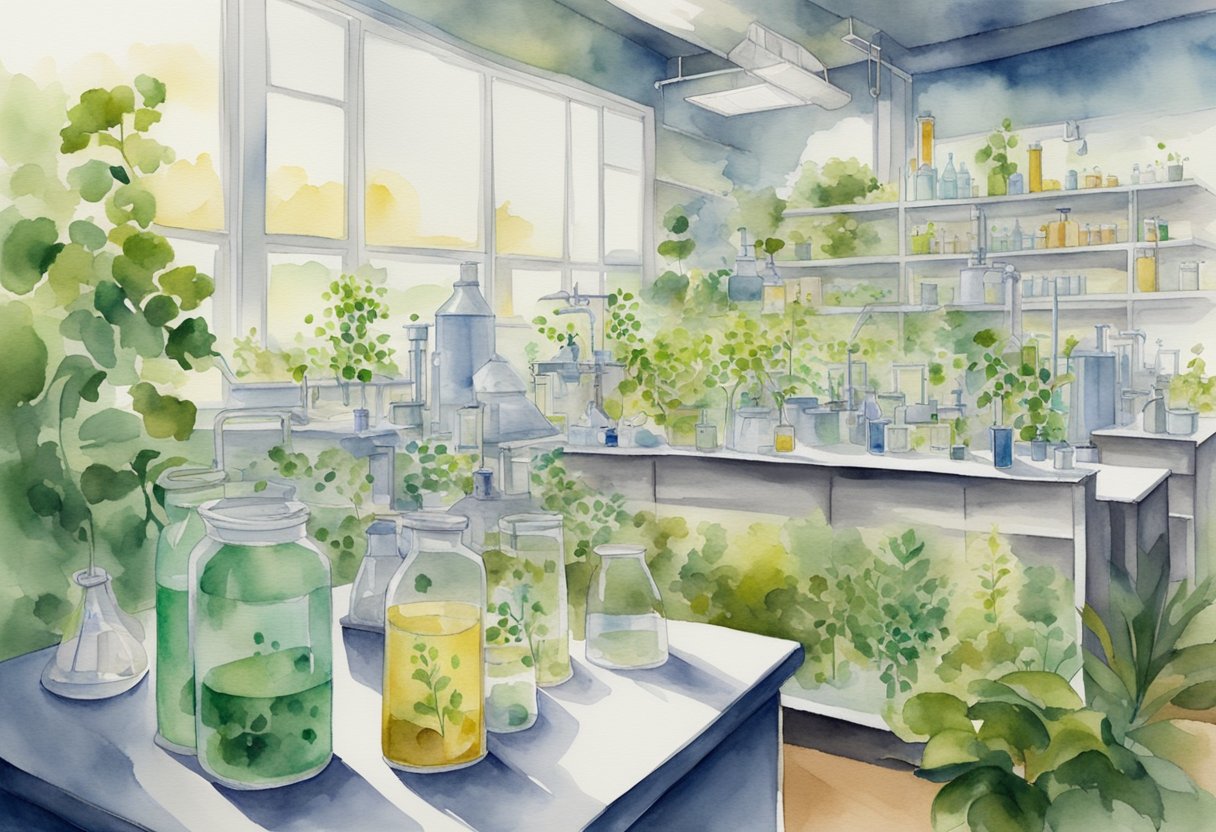 A digital watercolor of a medical biology lab