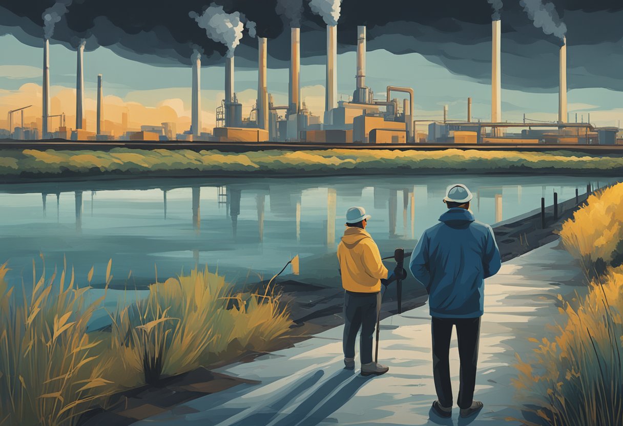A scientist monitors air and water quality near industrial sites. Cancer survivors participate in support groups and wellness activities