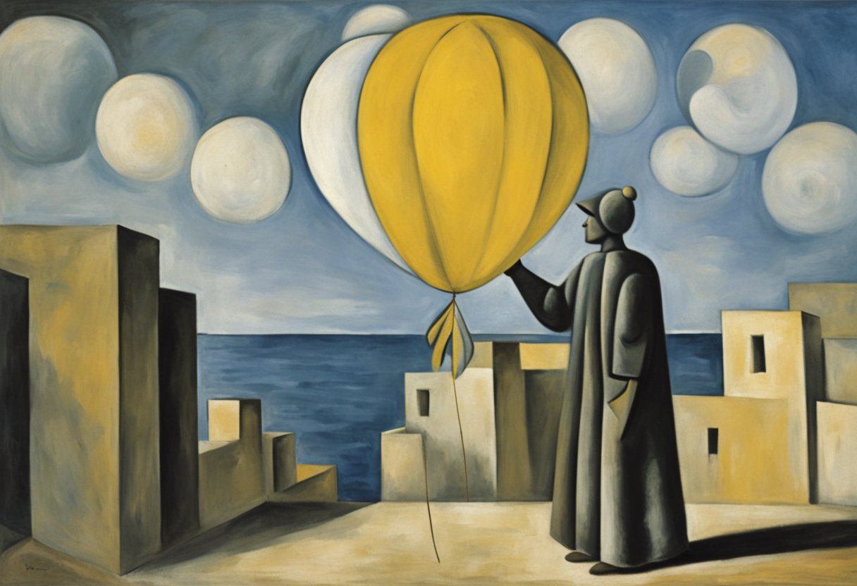 A figure releasing a balloon into the sky, symbolizing letting go and forgiveness. The figure stands strong, representing a cancer thriver