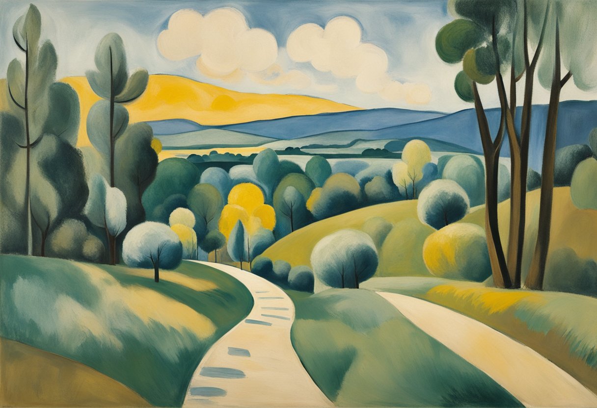 A serene landscape with a winding path leading towards a peaceful, sunlit clearing. A sense of release and renewal is conveyed through the use of soft, calming colors and gentle, flowing lines