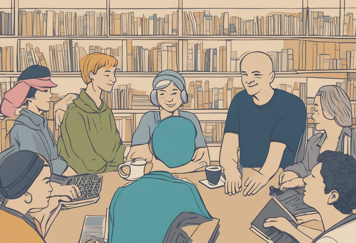 A cancer thriver confidently speaks with a supportive group, expressing their needs and feelings