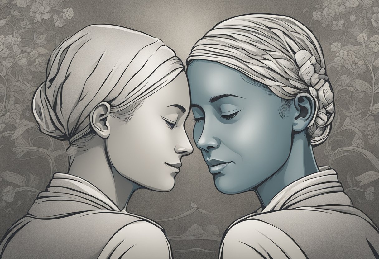 A person comforts a friend with cancer, showing empathy and support