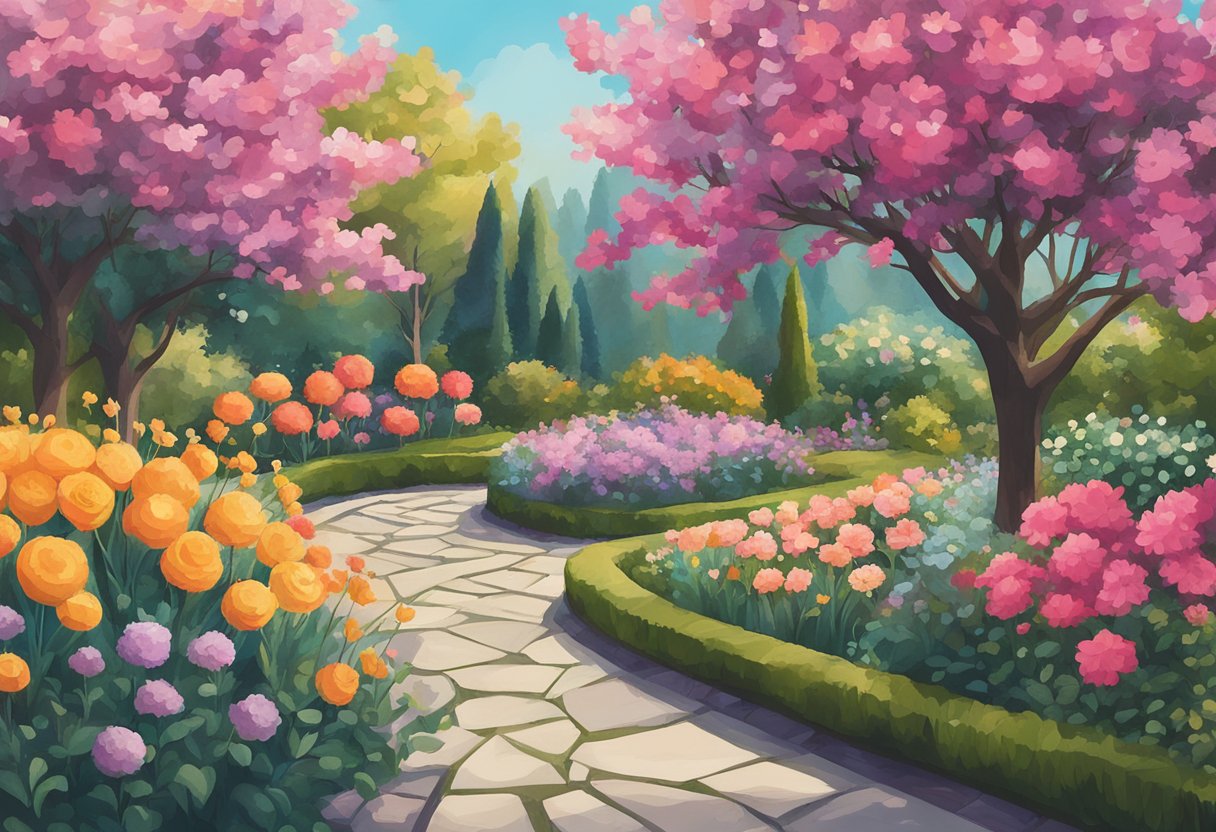 A vibrant garden with flowers in full bloom, symbolizing resilience and growth after overcoming cancer