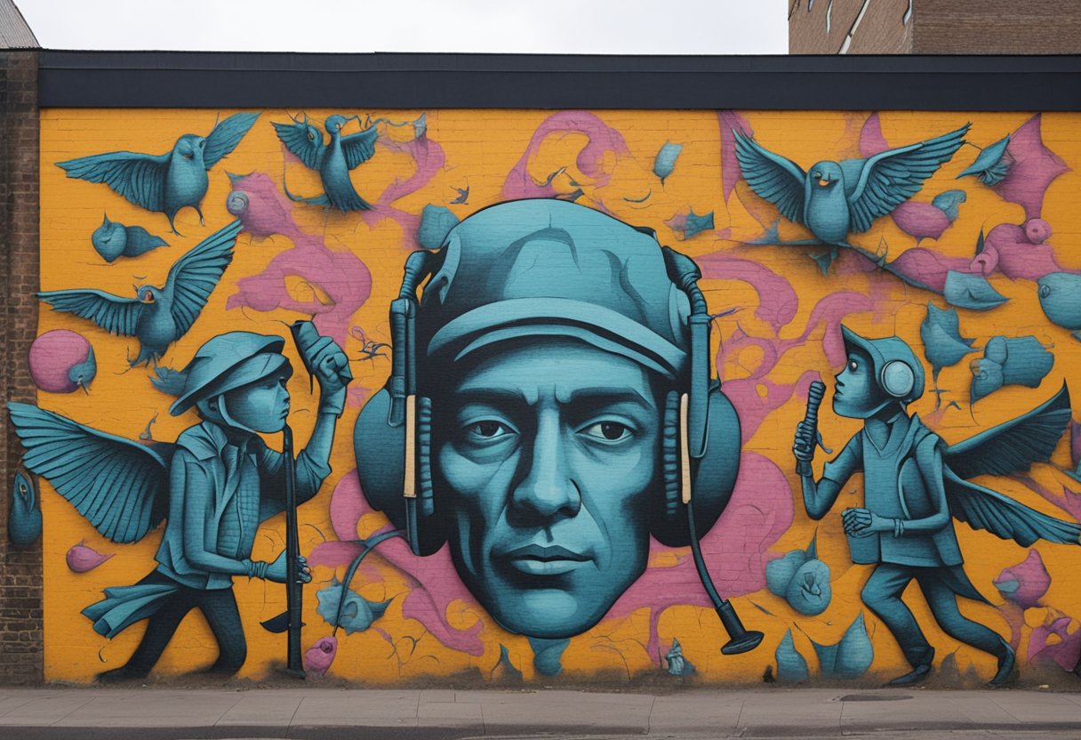 A musician confronts cancer, surrounded by devilish figures