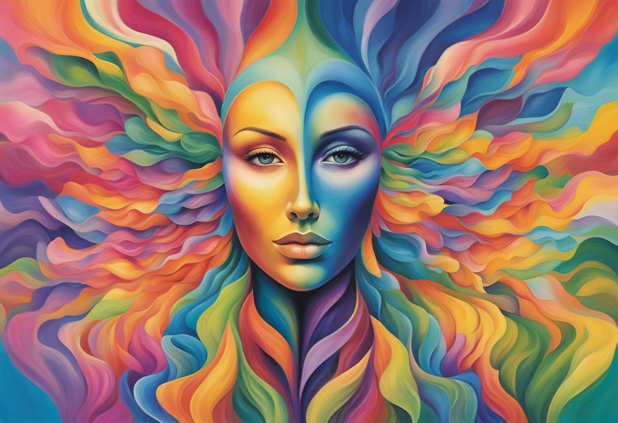 A vibrant spectrum of emotions radiates from within, symbolizing personal strength and resilience in the face of cancer