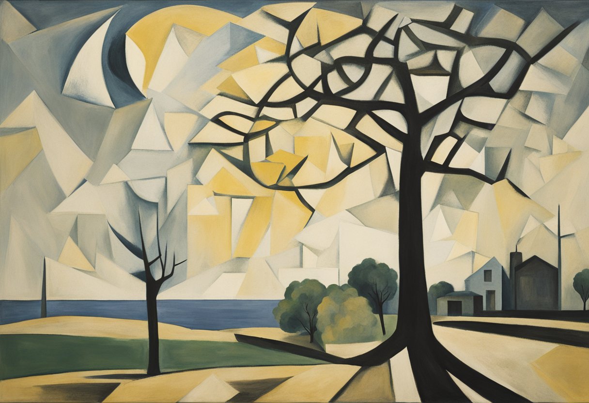 A barren tree stands tall, symbolizing survivorship mortality. A shadow of cancer looms in the background, representing health challenges