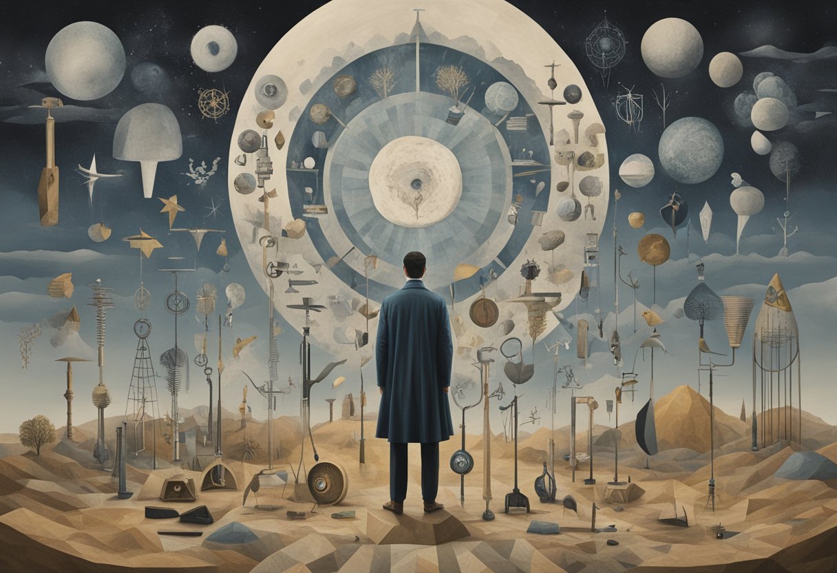 A person standing tall, surrounded by supportive symbols and tools, radiating strength and resilience