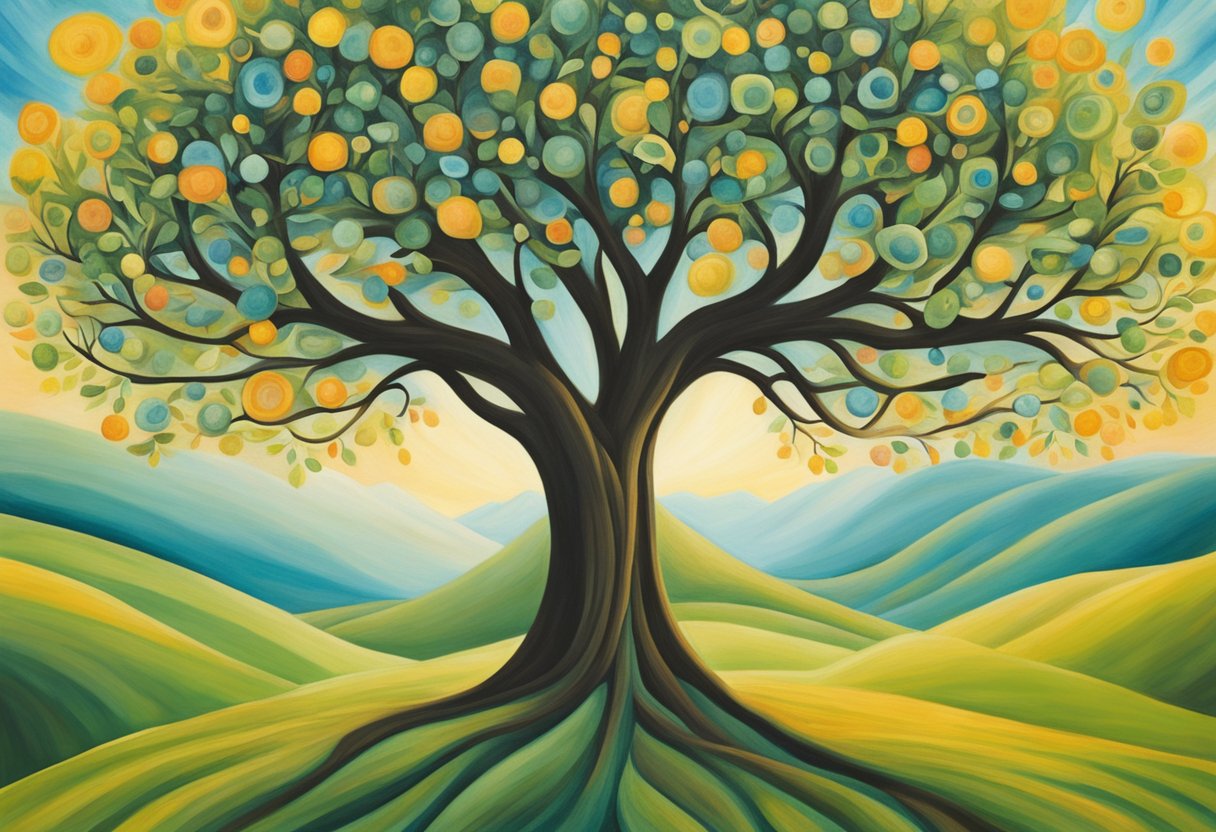 A flourishing tree, resilient and vibrant, symbolizing personal growth and triumph over cancer
