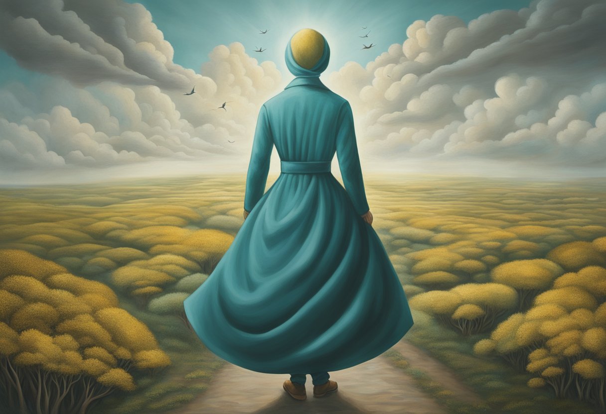 A person receives a diagnosis, undergoes treatment, and emerges as a cancer survivor, symbolizing self-discovery and validation of their journey