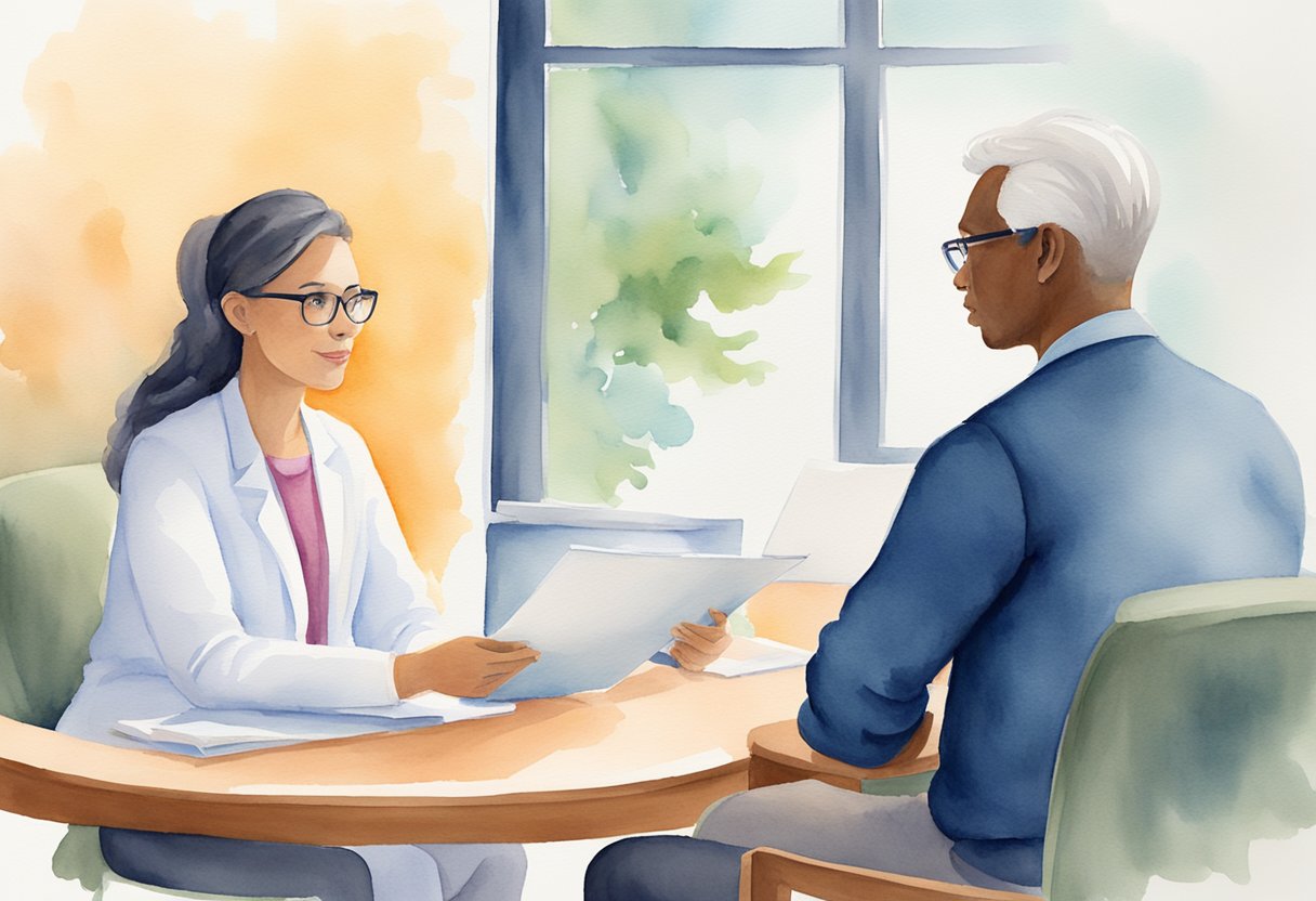 A genetic counselor discusses privacy and ethics with a client, focusing on cancer prevention insights