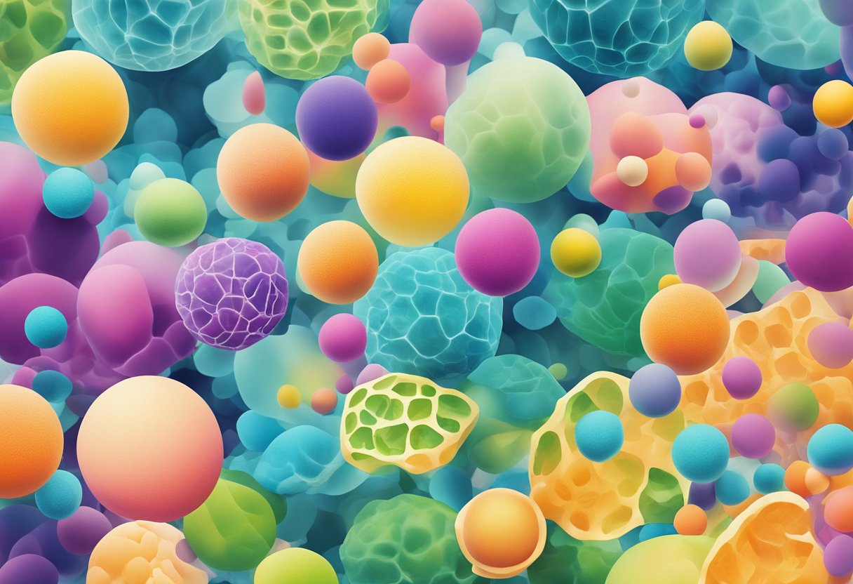 Nutrition and metabolism adaptability shown through healthy, vibrant cells thriving amidst cancerous environment