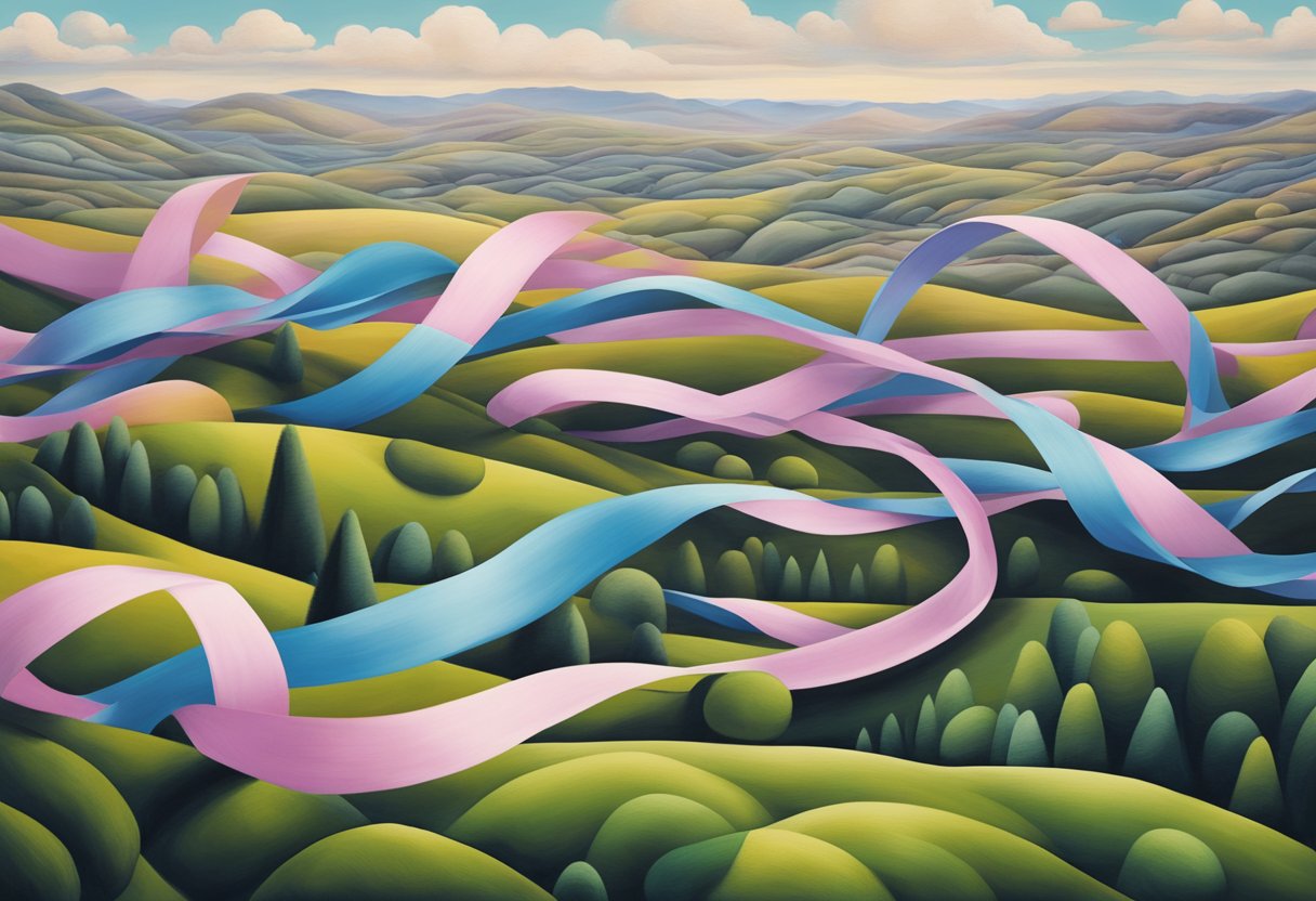 A ribbon flows in the wind, symbolizing Cancer Awareness and Advocacy