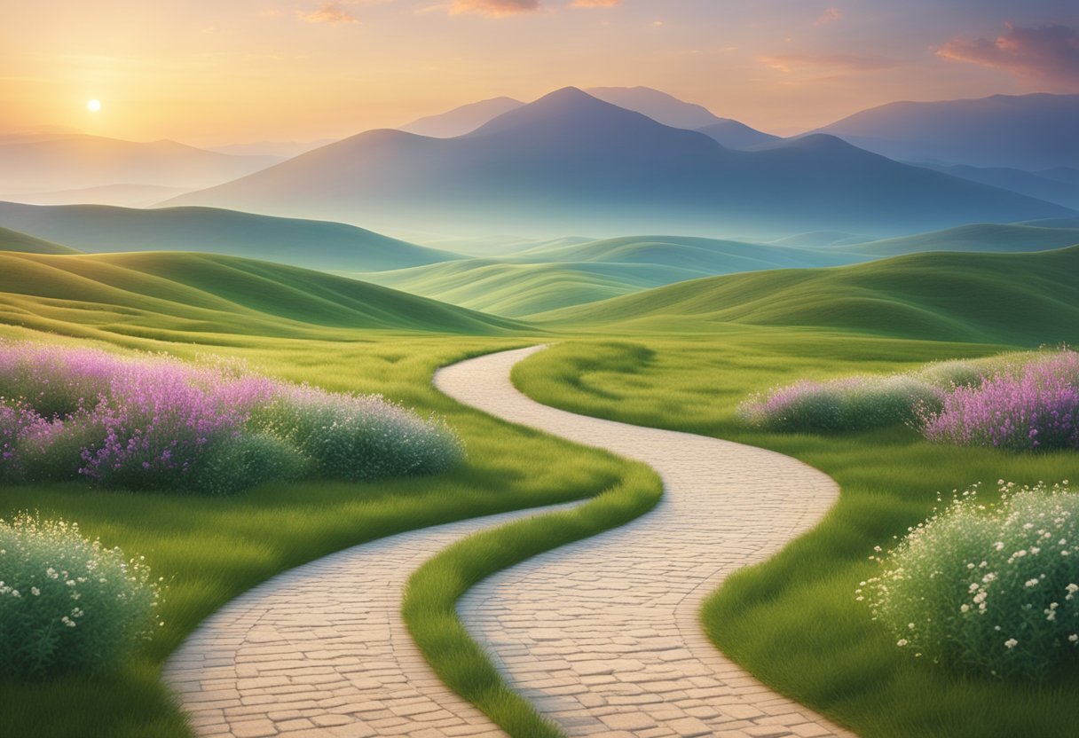 A serene landscape with a winding path leading towards a bright horizon, symbolizing the journey of embracing new norms in cancer treatment