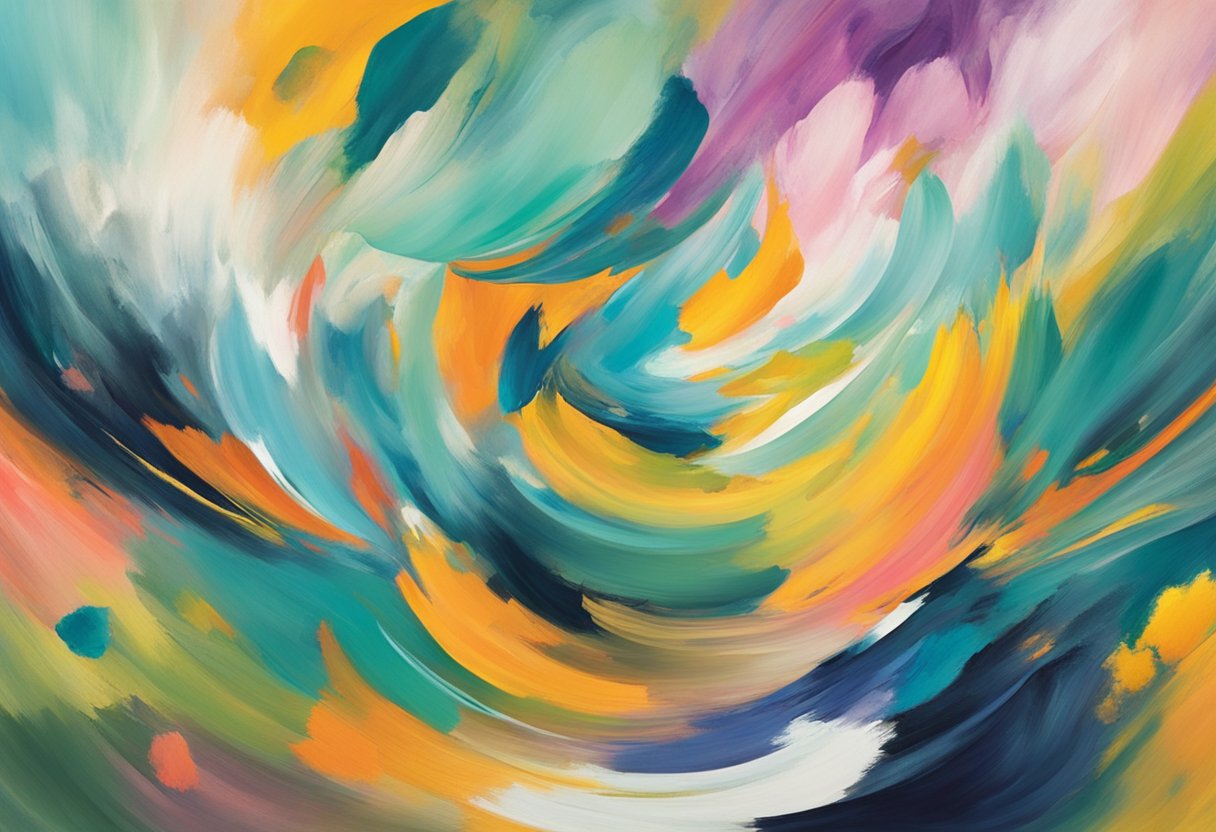 A cancer thriver creates art in a bright, welcoming space filled with colorful paints, brushes, and canvases. A peaceful atmosphere encourages creativity and healing