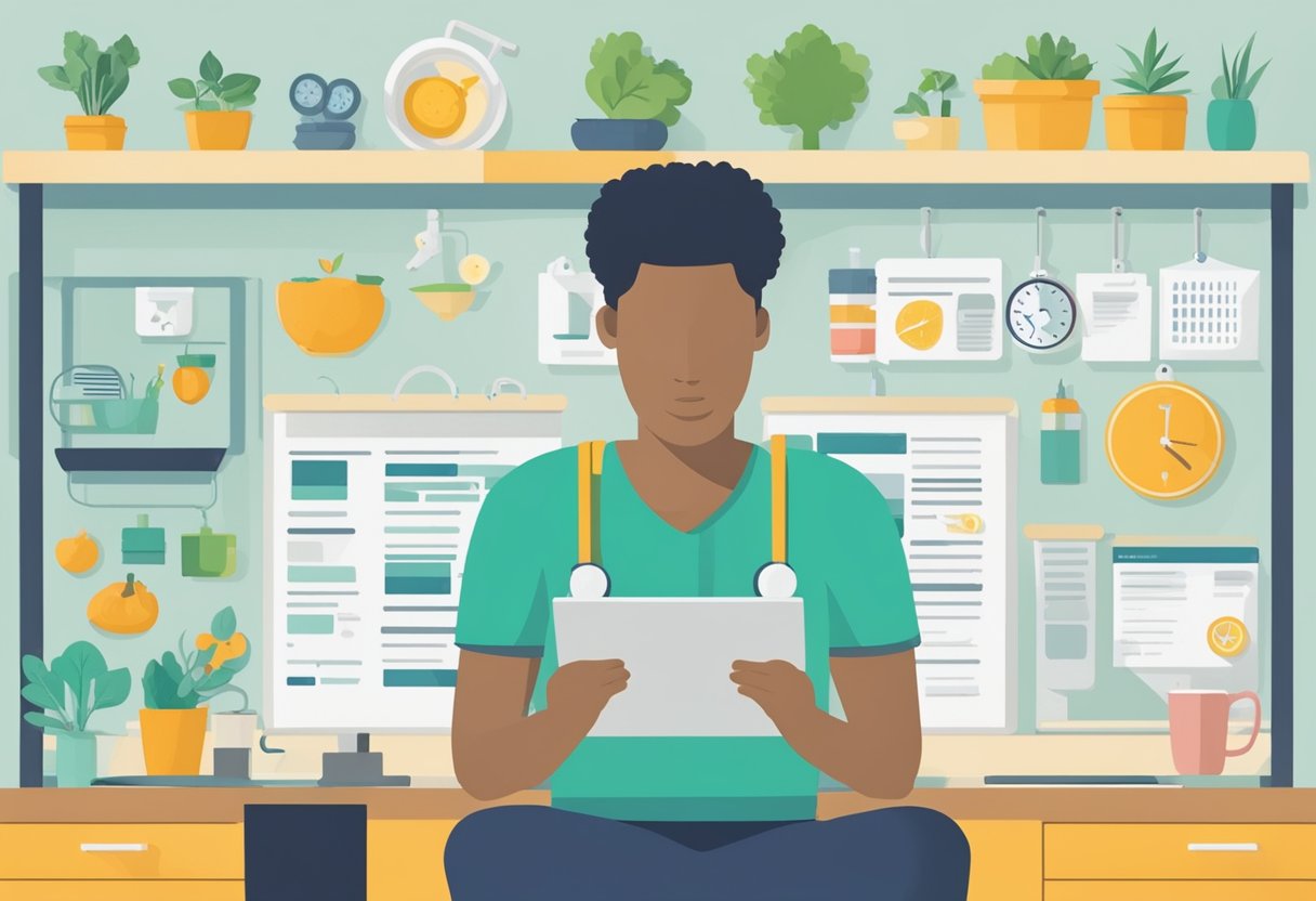 A person's daily wellness routine, including exercise, healthy eating, and medical check-ups, is being tracked and monitored to prevent cancer recurrence