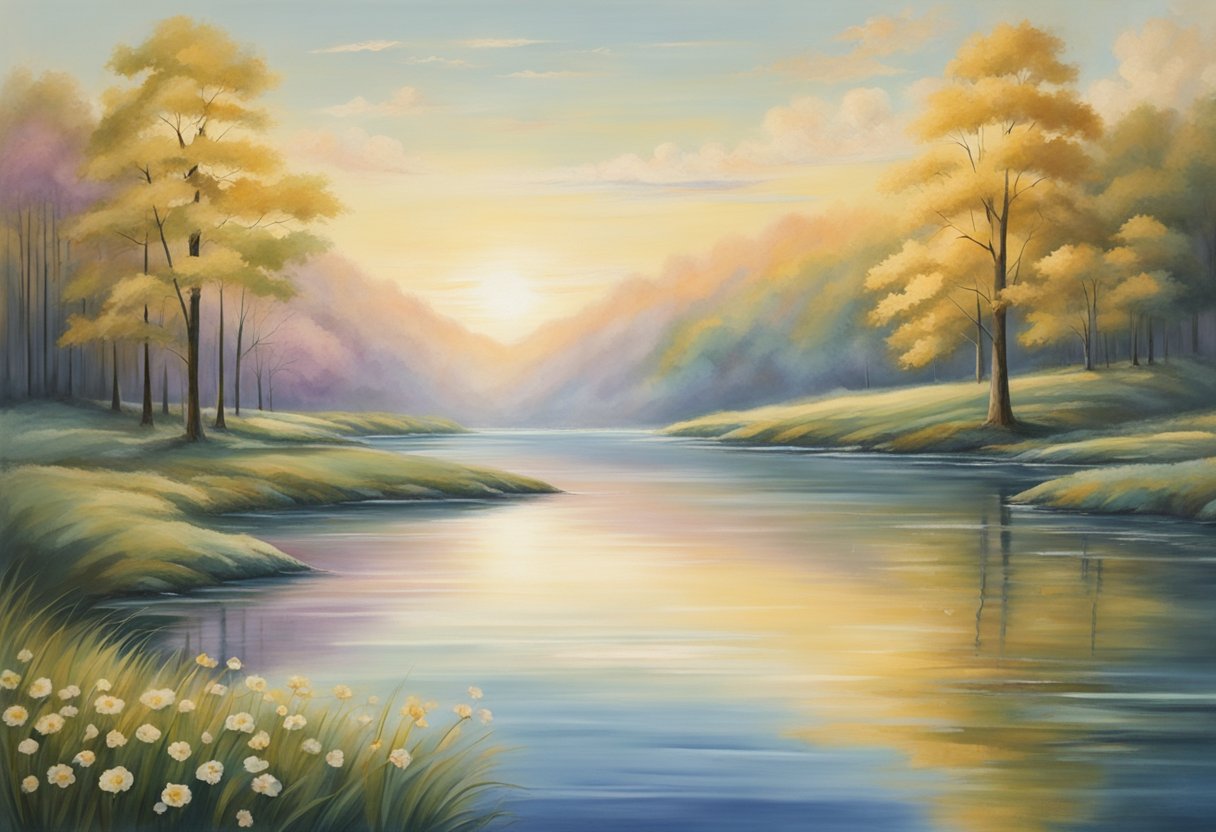 A serene setting with a peaceful atmosphere, symbolizing the balance between rest and activity for a cancer thriver