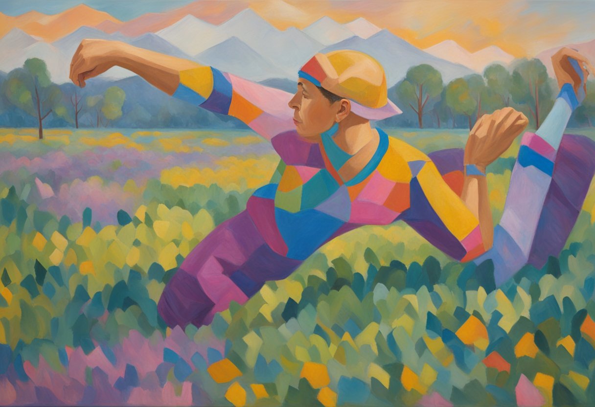 A person engages in stretching and range-of-motion exercises, focusing on cancer survivorship and continuing education