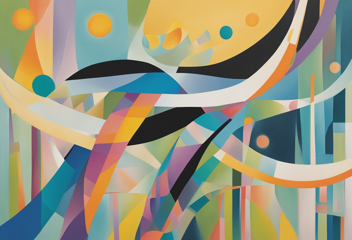 A figure balances on one leg, eyes focused ahead. Nearby, a ribbon symbolizes cancer survivorship