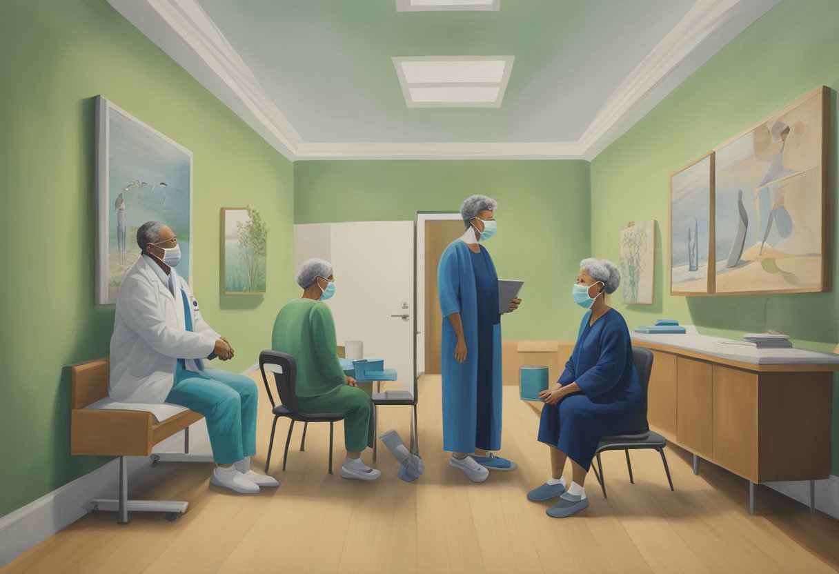 Patients engaging in therapeutic exercises, receiving counseling, and accessing support services in a healthcare setting