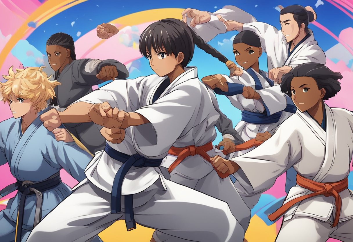 A diverse group of individuals engage in therapeutic martial arts, promoting inclusivity and empowerment. The focus is on cancer survivorship, with a supportive and welcoming environment