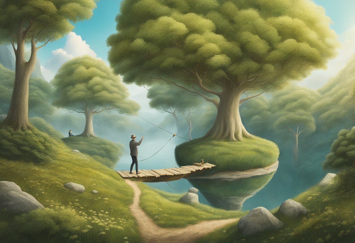 A man enjoying outdoor activities in a natural setting, connecting with nature