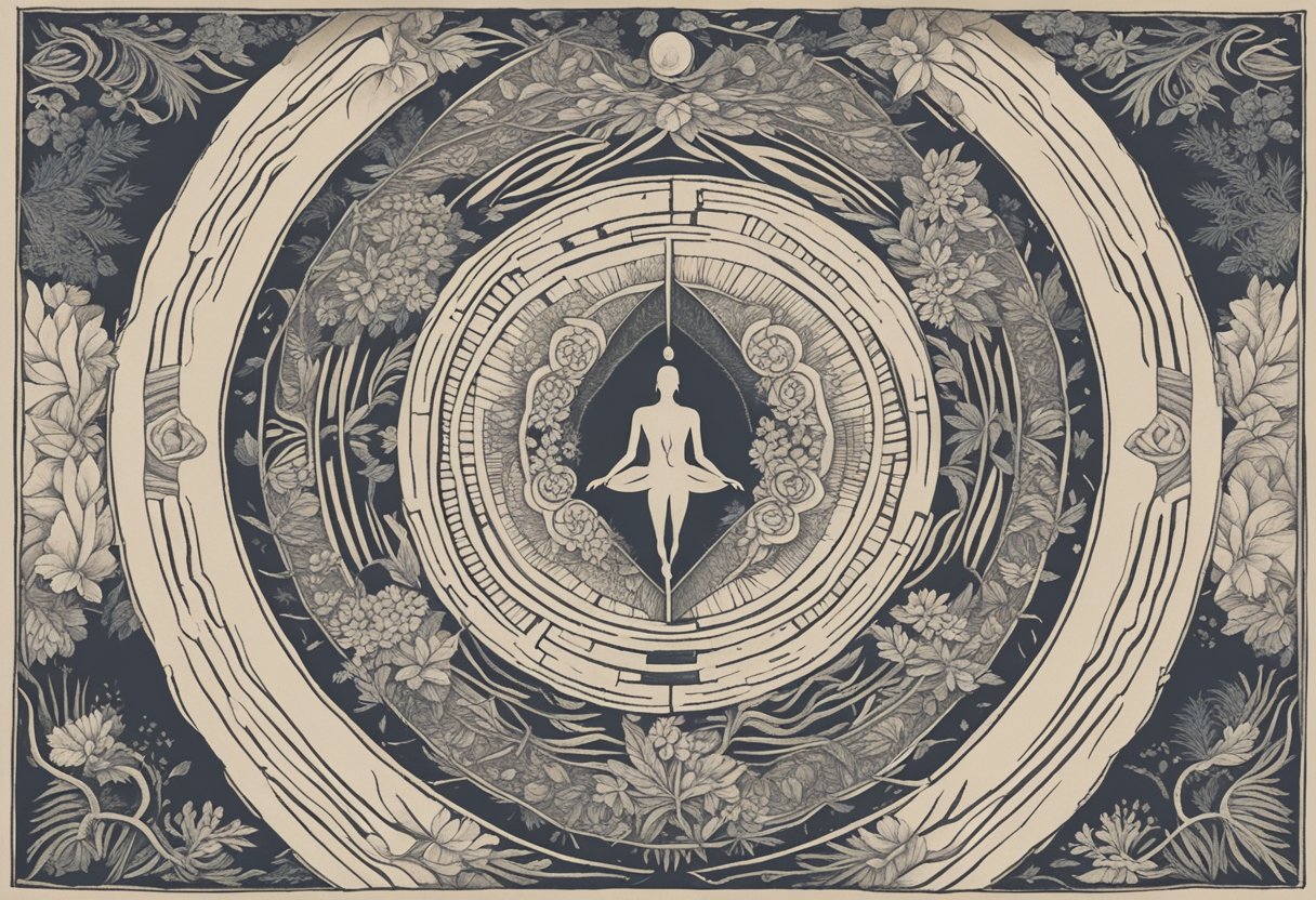 A serene figure surrounded by nature, radiating calm and strength, symbolizing the harmony between mind and body